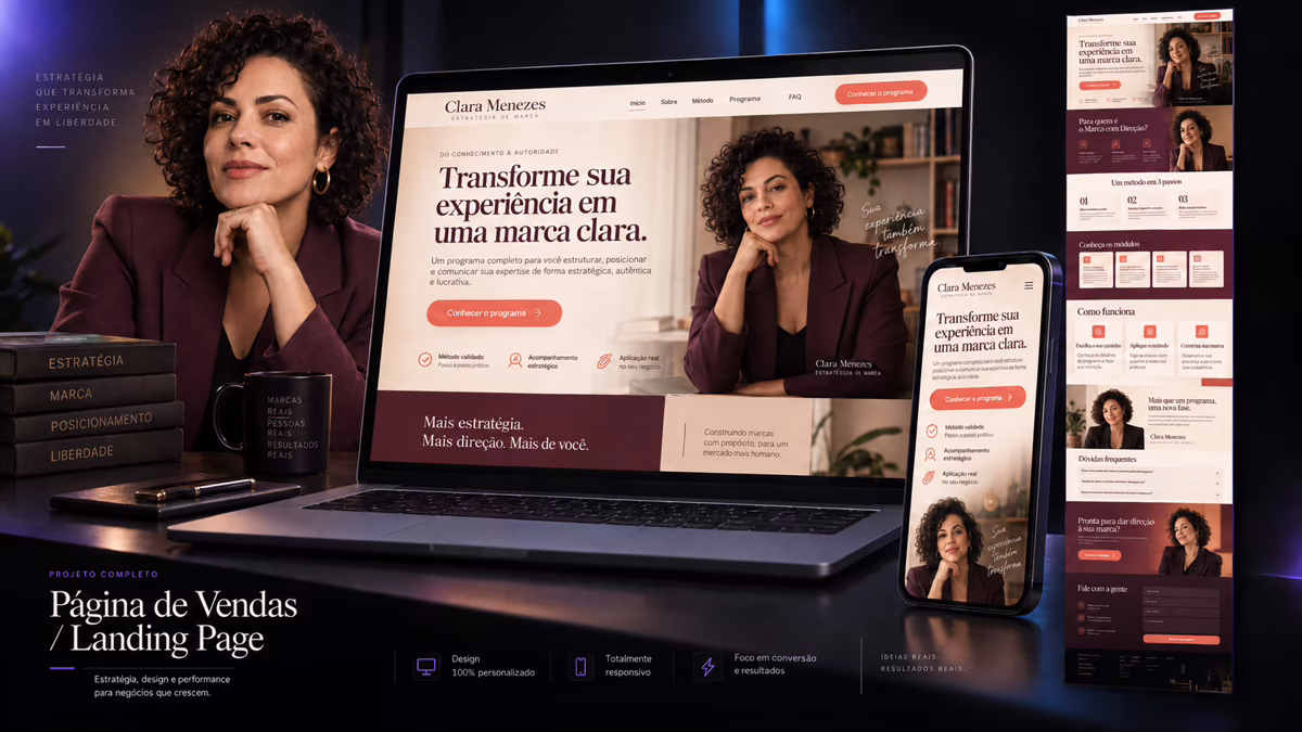 Marca com Direção — Página de vendas de programa com jornada completa e formulário
