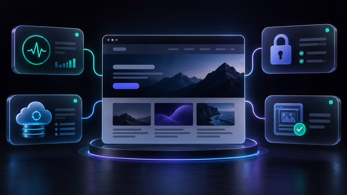 Site acompanhado por monitoramento, segurança, cópia de segurança e atualização de conteúdo.